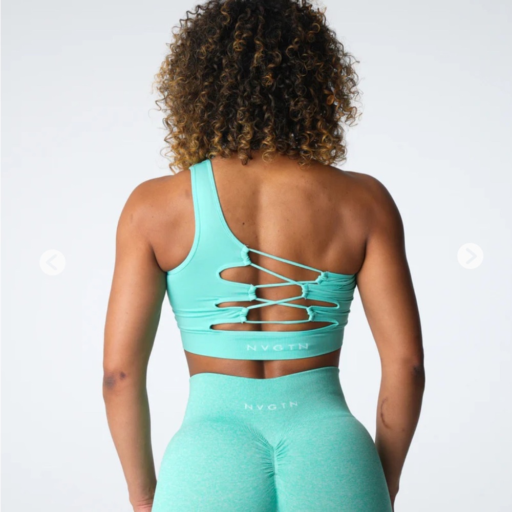 NVGTN Blue Sports Bra with Crisscross Back